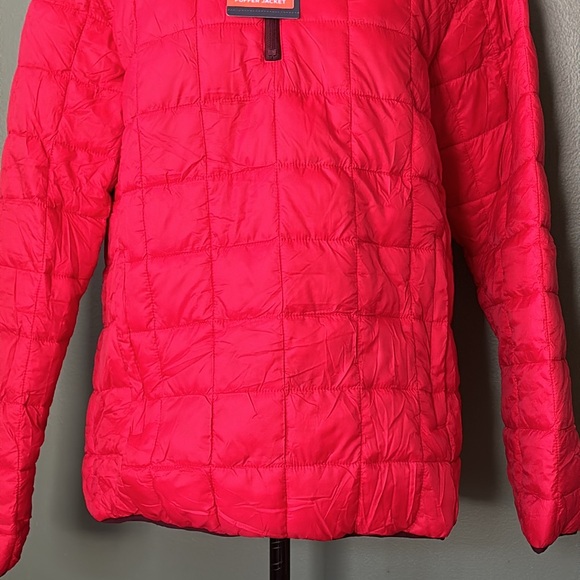 New women Sz M red St John’s Bay halfway zip puffer casual packable jacket coat - Picture 5 of 11